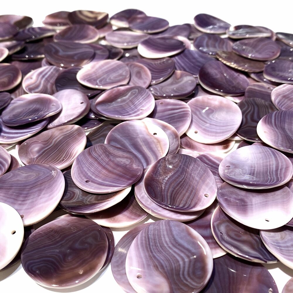9235 ABCGEMS Lavender 2-Tone Matrix Wampum Shell Pendant Beads - Atlantic